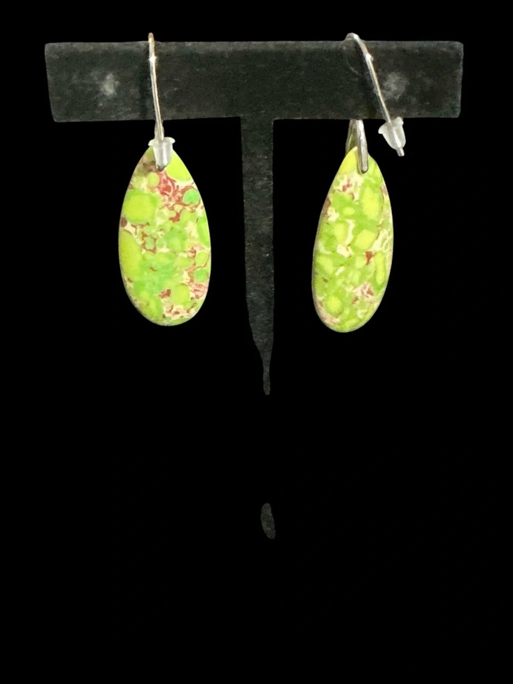 Imperial Jasper Lime Green Teardrop Dangle Earrings